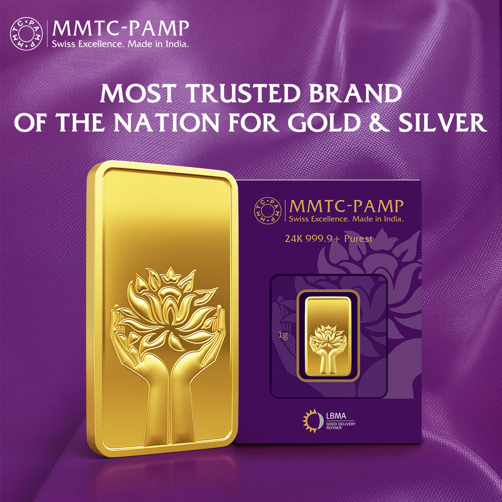 24K (999.9+) Purest 1 gm Lotus Gold Bar
