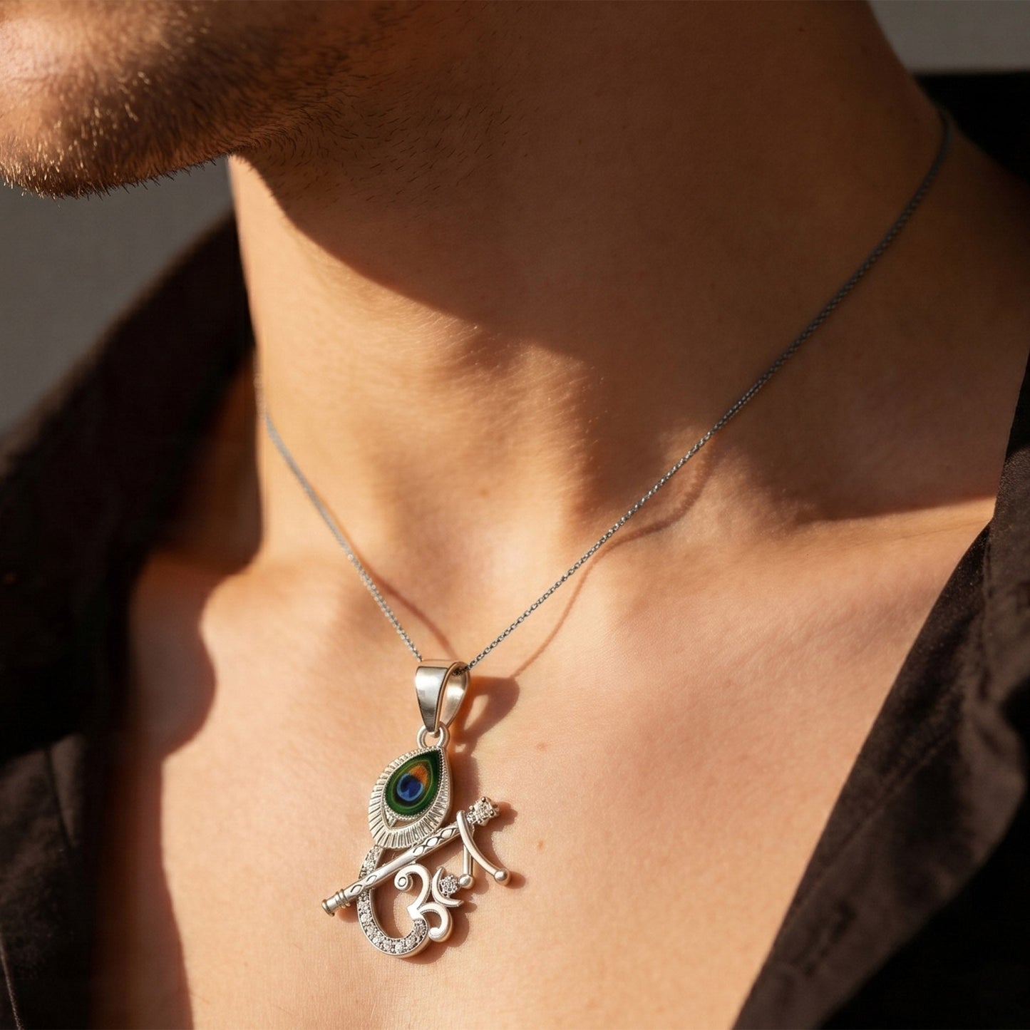 Krishna Om Flute Pendant