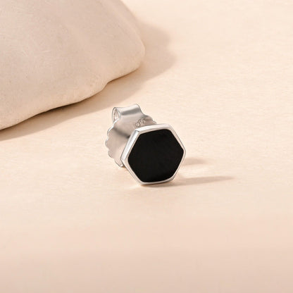 Midnight Hexagon Studs