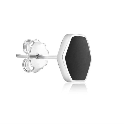 Midnight Hexagon Studs