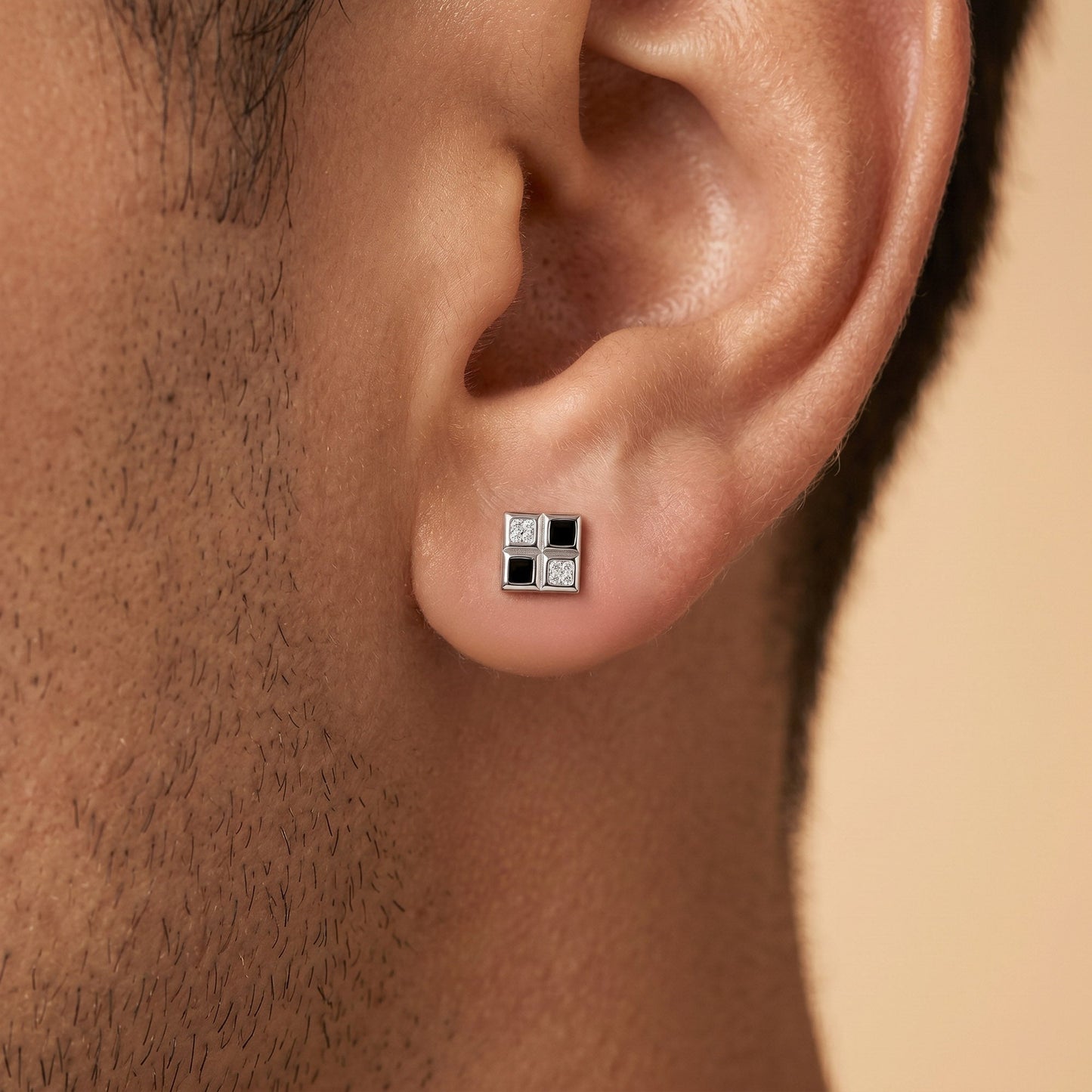 Checkered Dual-Tone Stud