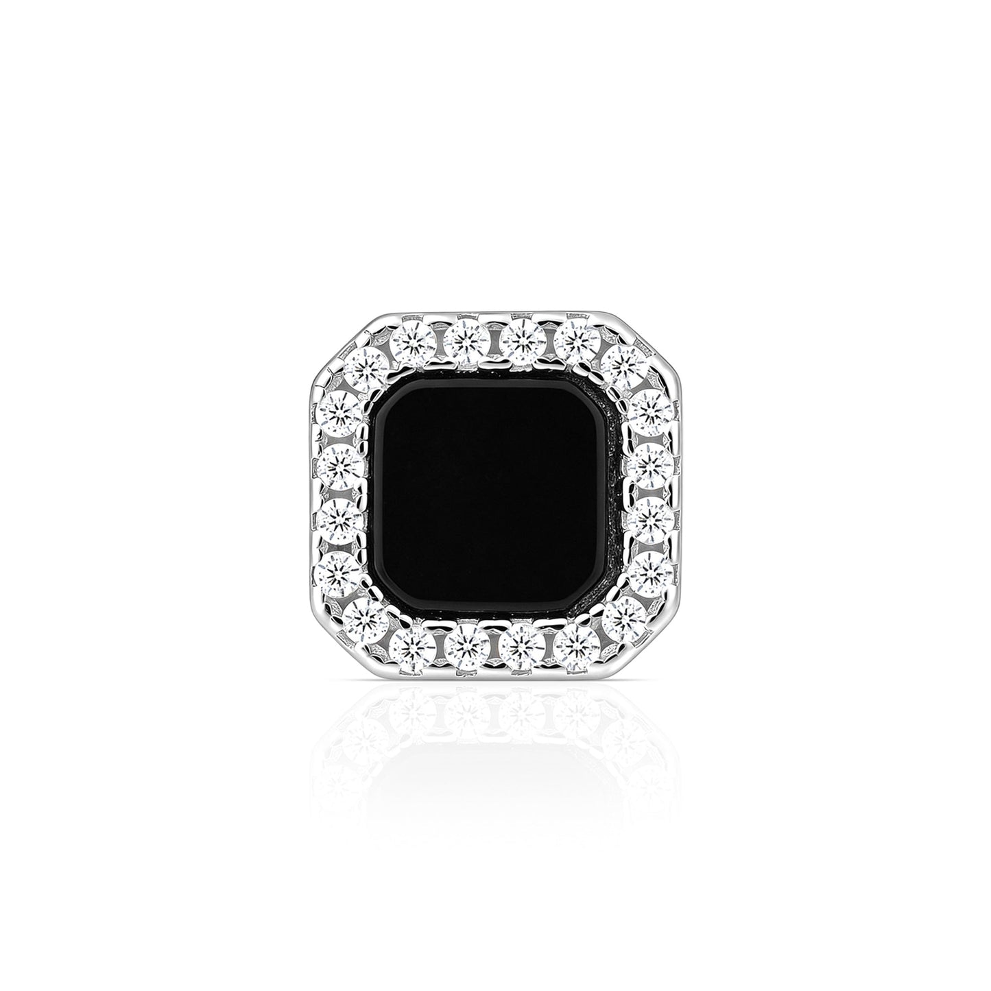 Rectangular Onyx Halo Stud