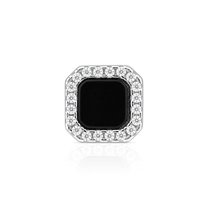 Rectangular Onyx Halo Stud