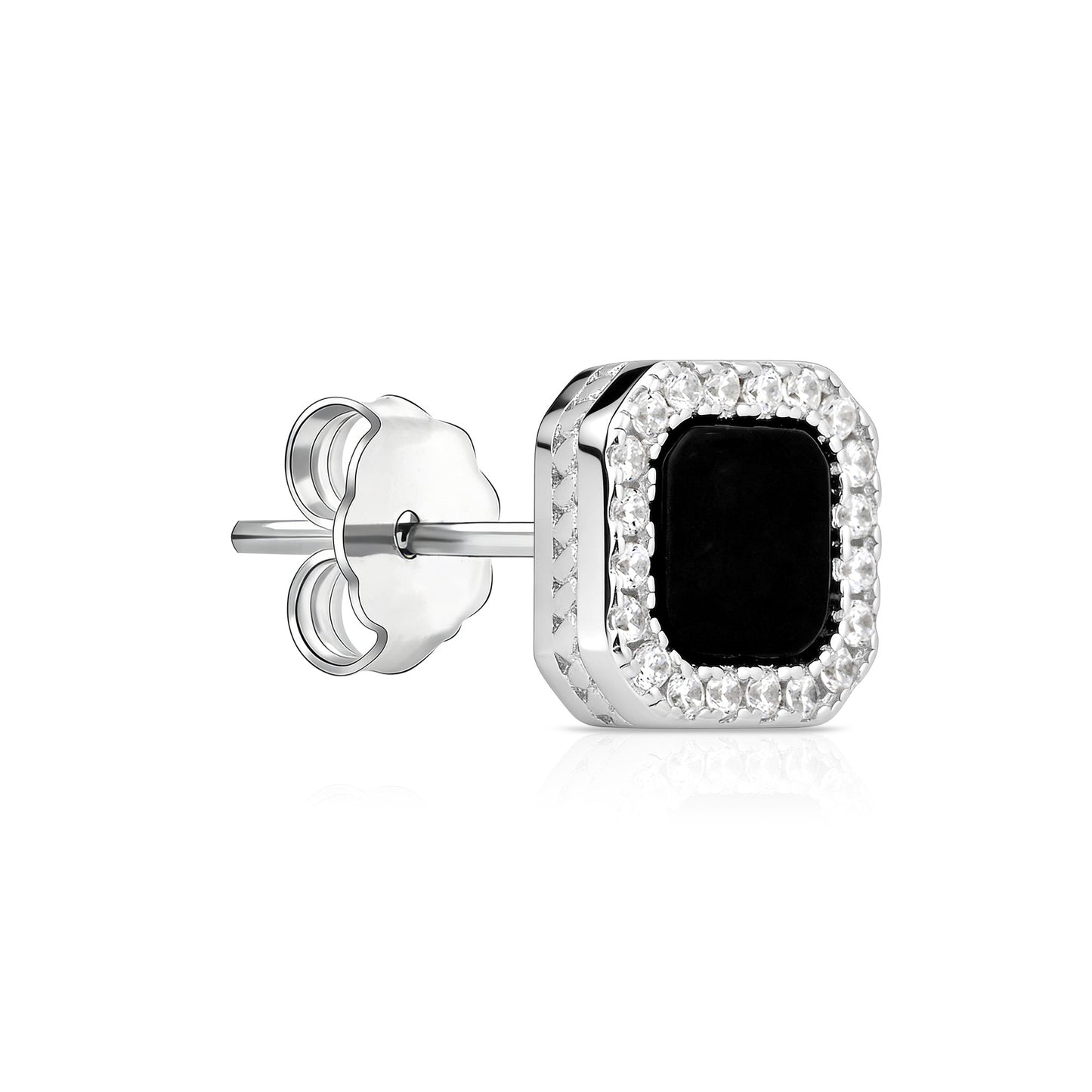 Rectangular Onyx Halo Stud