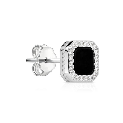Rectangular Onyx Halo Stud