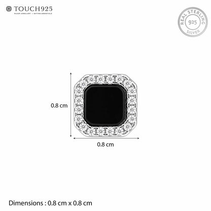 Rectangular Onyx Halo Stud