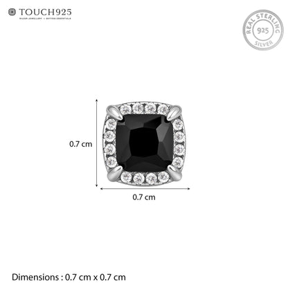 Black Onyx Halo Stud
