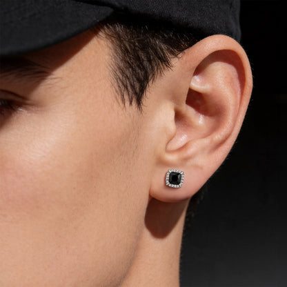 Black Onyx Halo Stud