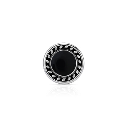 Circular Onyx Enamel Stud