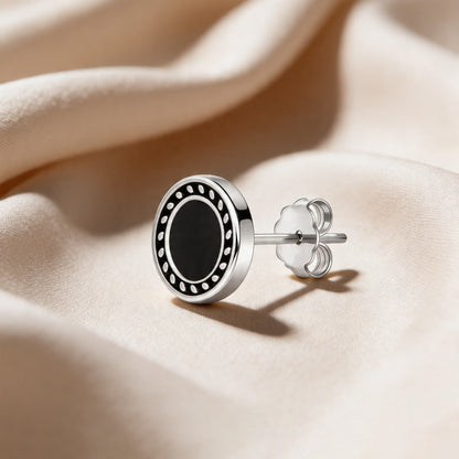 Circular Onyx Enamel Stud