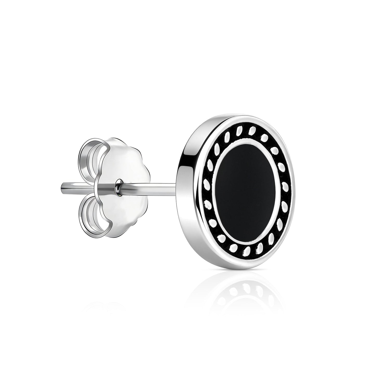 Circular Onyx Enamel Stud