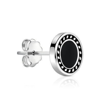 Circular Onyx Enamel Stud