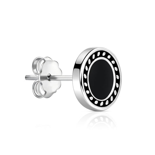 Circular Onyx Enamel Stud