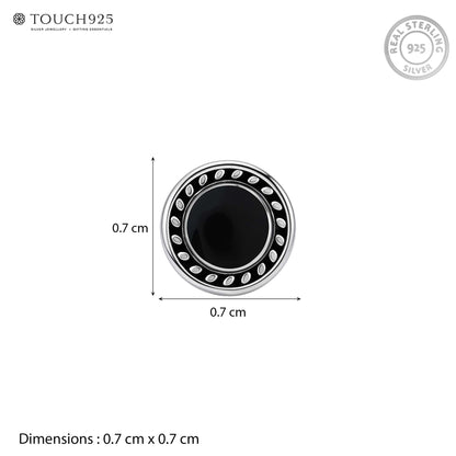 Circular Onyx Enamel Stud