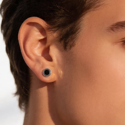 Circular Onyx Enamel Stud