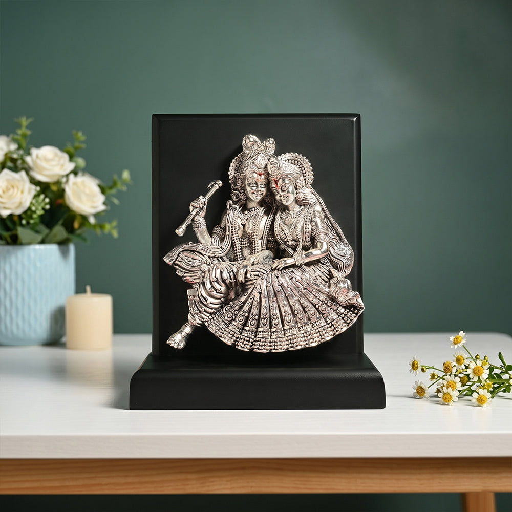 999 Silver Radha Krishna Decorative Idol
