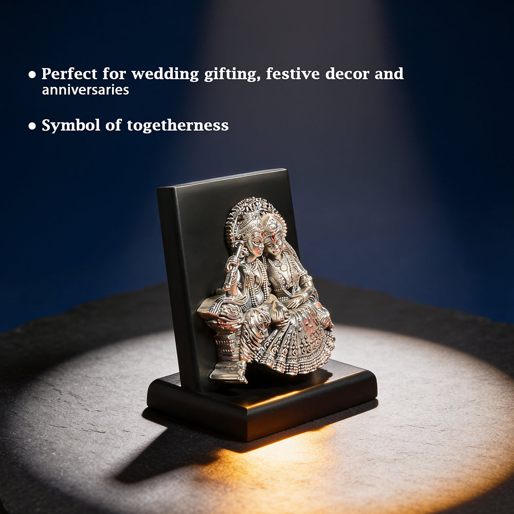 999 Silver Radha Krishna Decorative Idol