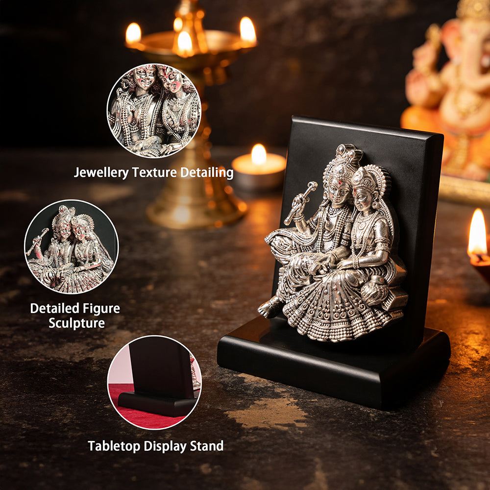 999 Silver Radha Krishna Decorative Idol