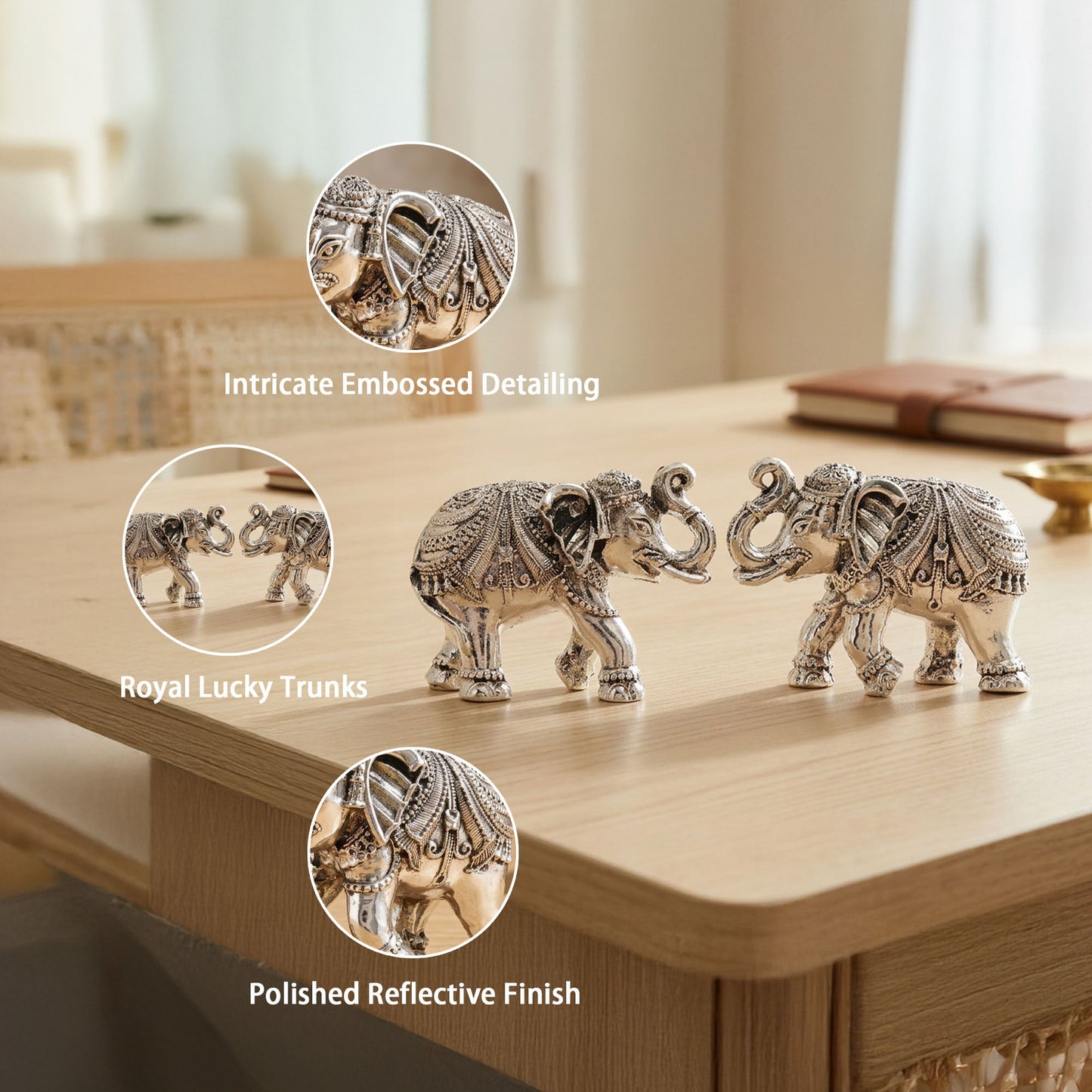 999 Silver Elephant Pair Gift Box