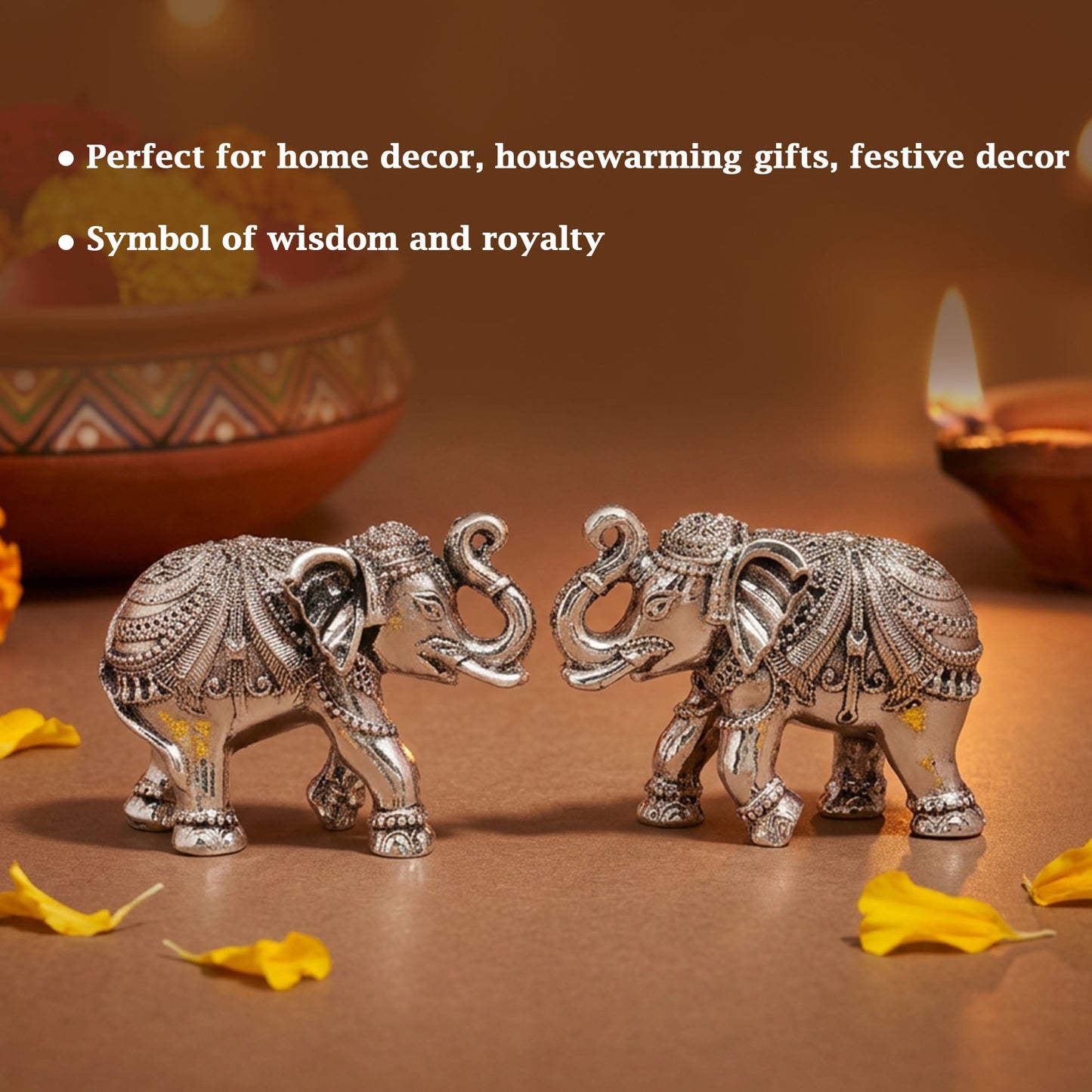 999 Silver Elephant Pair Gift Box