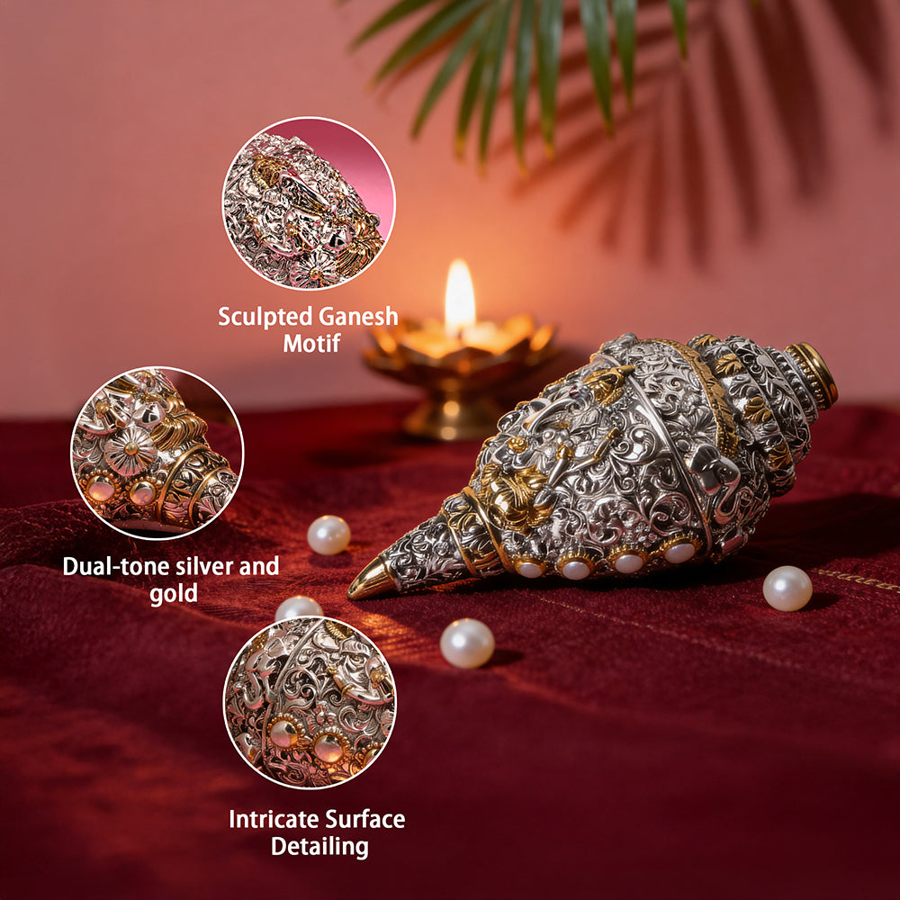 999 Silver Ganesh Shankh Gift Box