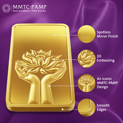 24K (999.9+) Purest 1 gm Lotus Gold Bar